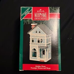 ‘90 vintage hallmark keepsake ornament “holiday home nostalgic houses and shops”